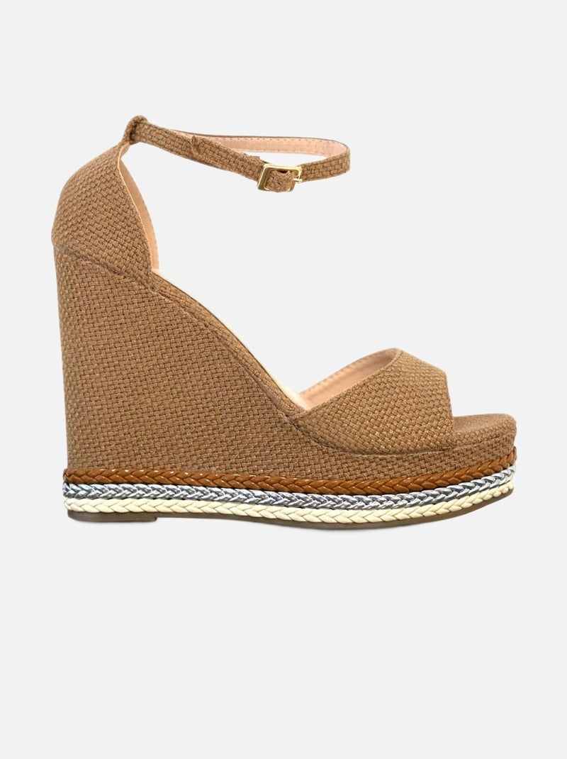 Sandales à talon compensées Kebello Beige - Kiabi