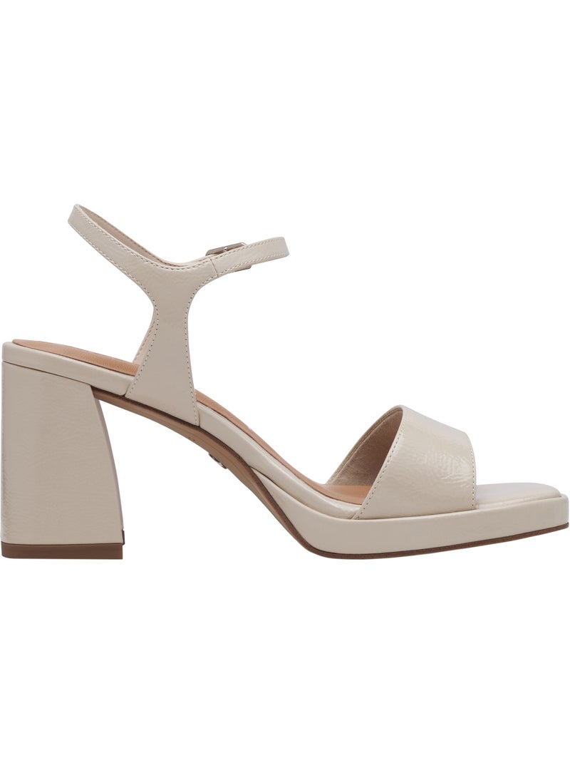 Sandales à Talon Cuir Tamaris Blanc - Kiabi