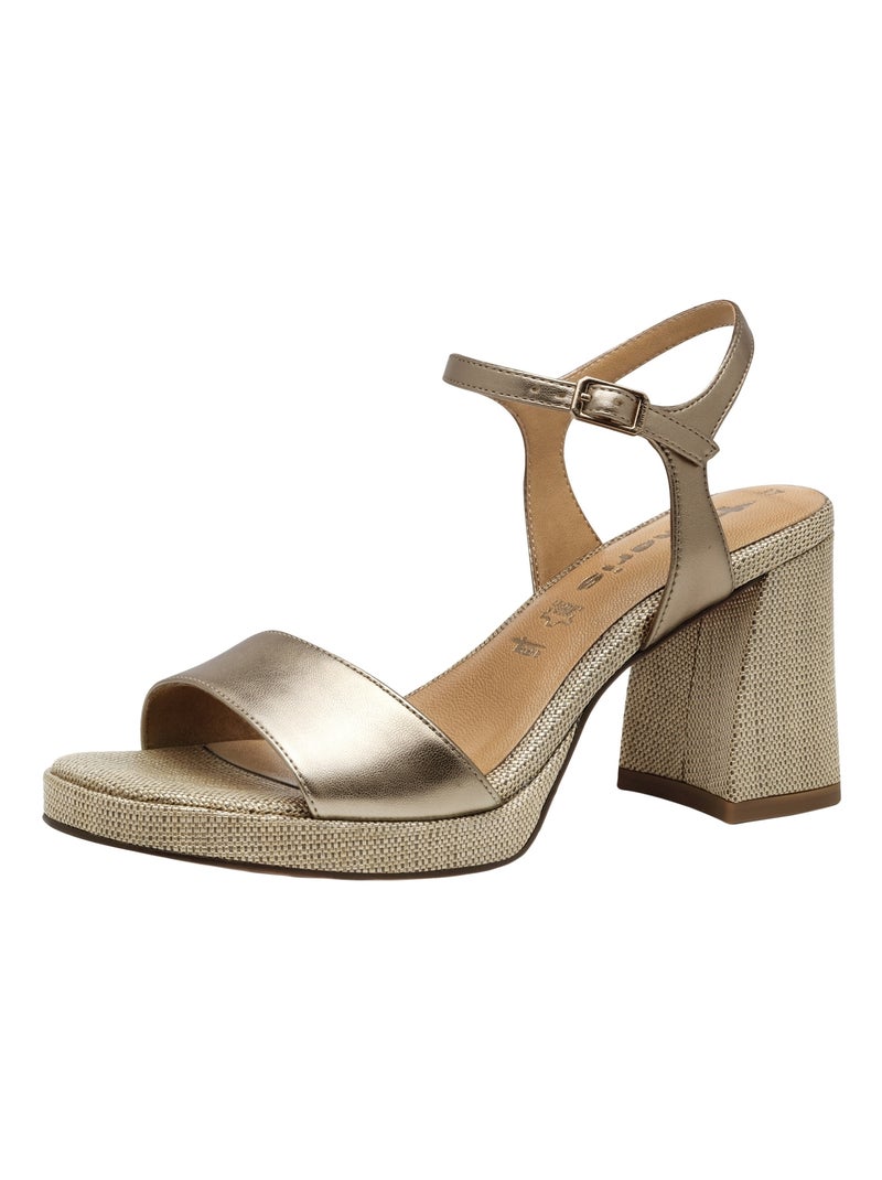 Sandales à Talon Cuir Tamaris Blanc - Kiabi