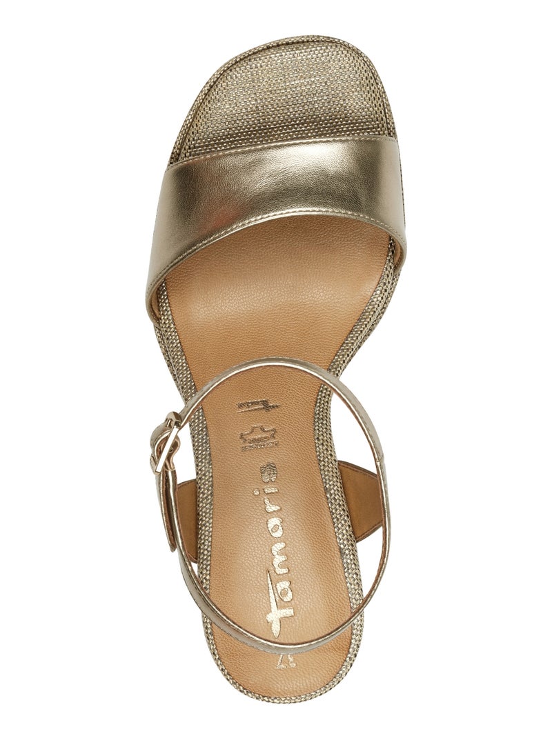 Sandales à Talon Cuir Tamaris Blanc - Kiabi