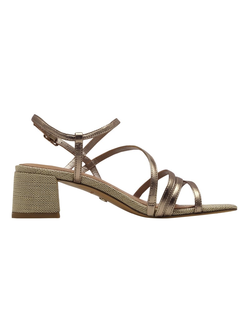 Sandales à Talon Cuir Tamaris Marron - Kiabi