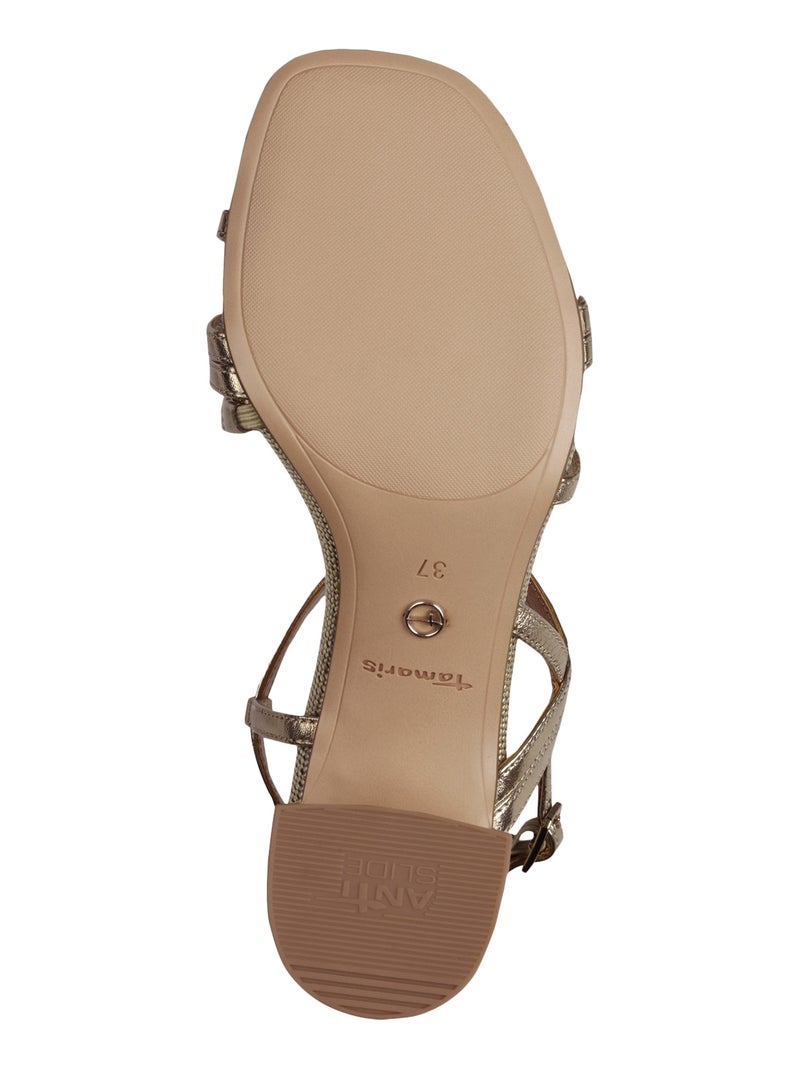 Sandales à Talon Cuir Tamaris Marron - Kiabi