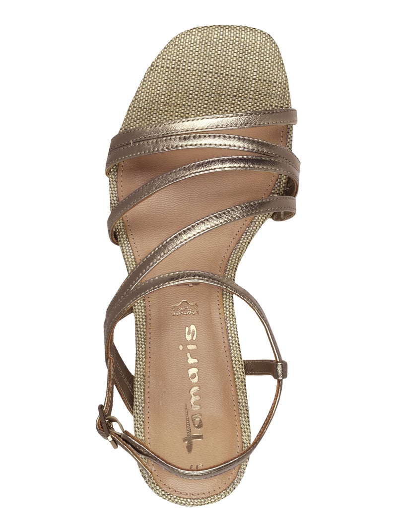 Sandales à Talon Cuir Tamaris Marron - Kiabi