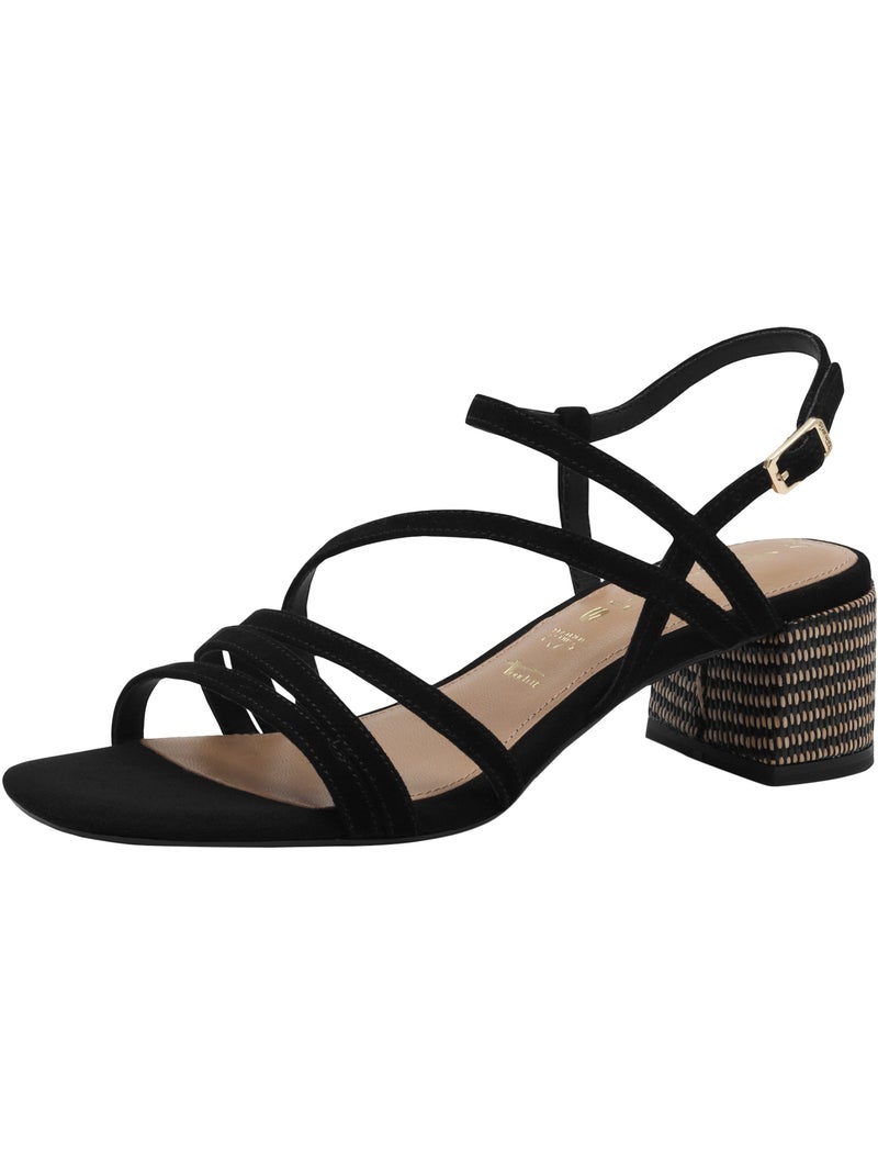 Sandales à Talon Cuir Tamaris Noir - Kiabi