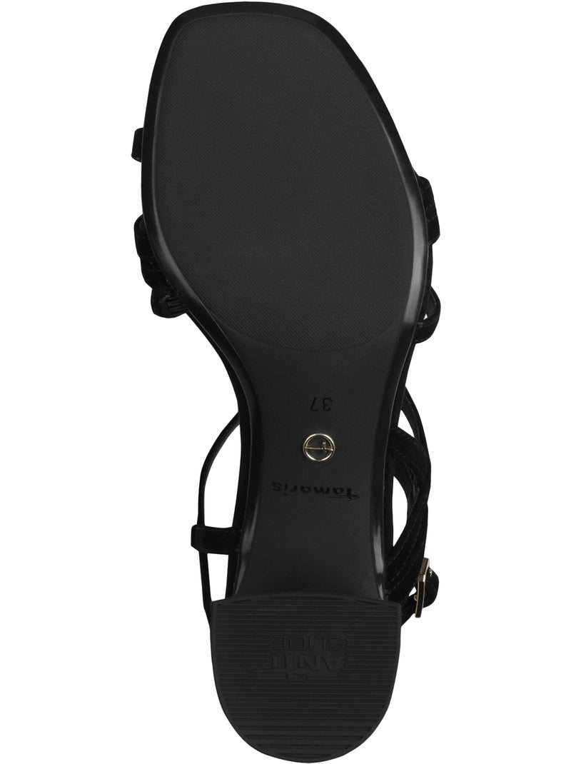 Sandales à Talon Cuir Tamaris Noir - Kiabi