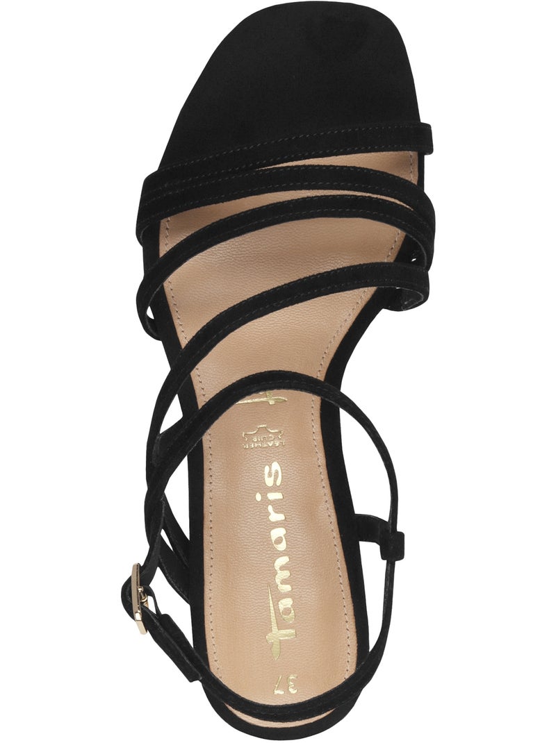 Sandales à Talon Cuir Tamaris Noir - Kiabi