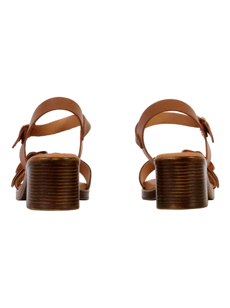 Sandales à Talon Cuir The Divine Factory Aleno Camel - Kiabi