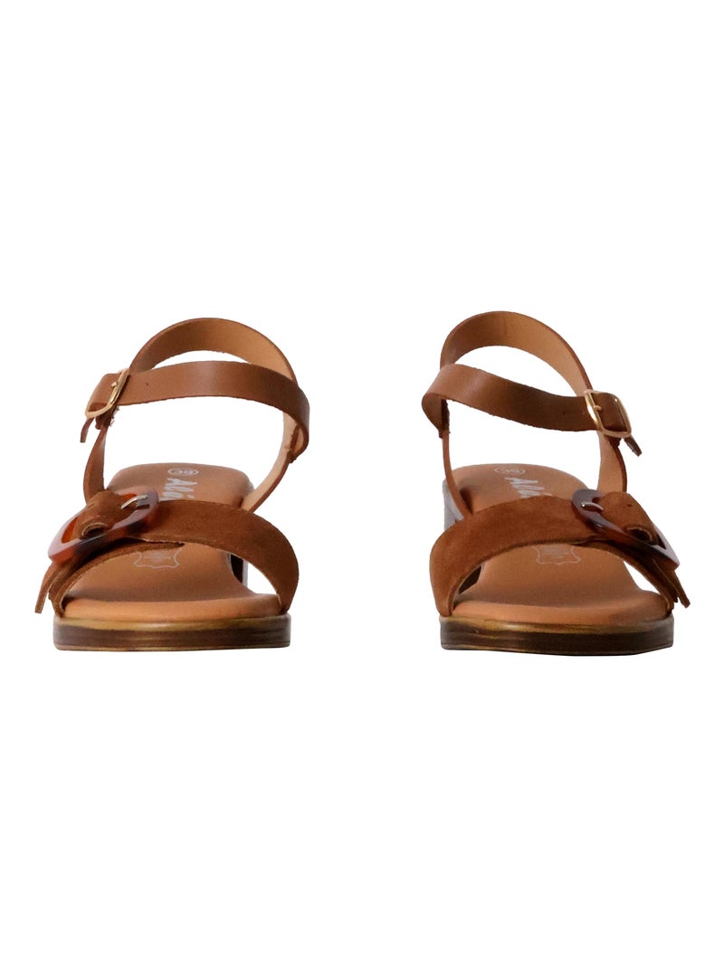 Sandales à Talon Cuir The Divine Factory Aleno Camel - Kiabi