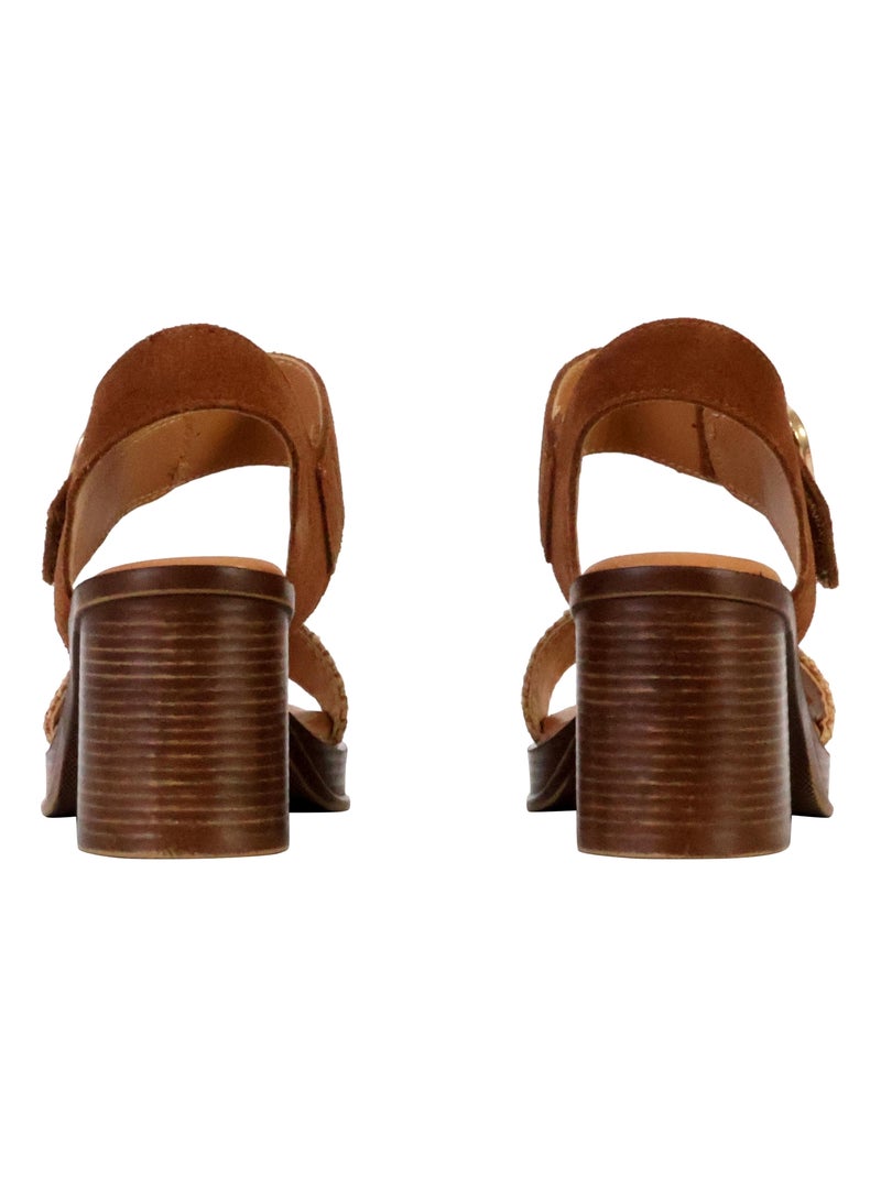 Sandales à Talon Cuir The Divine Factory Alenoa Camel - Kiabi