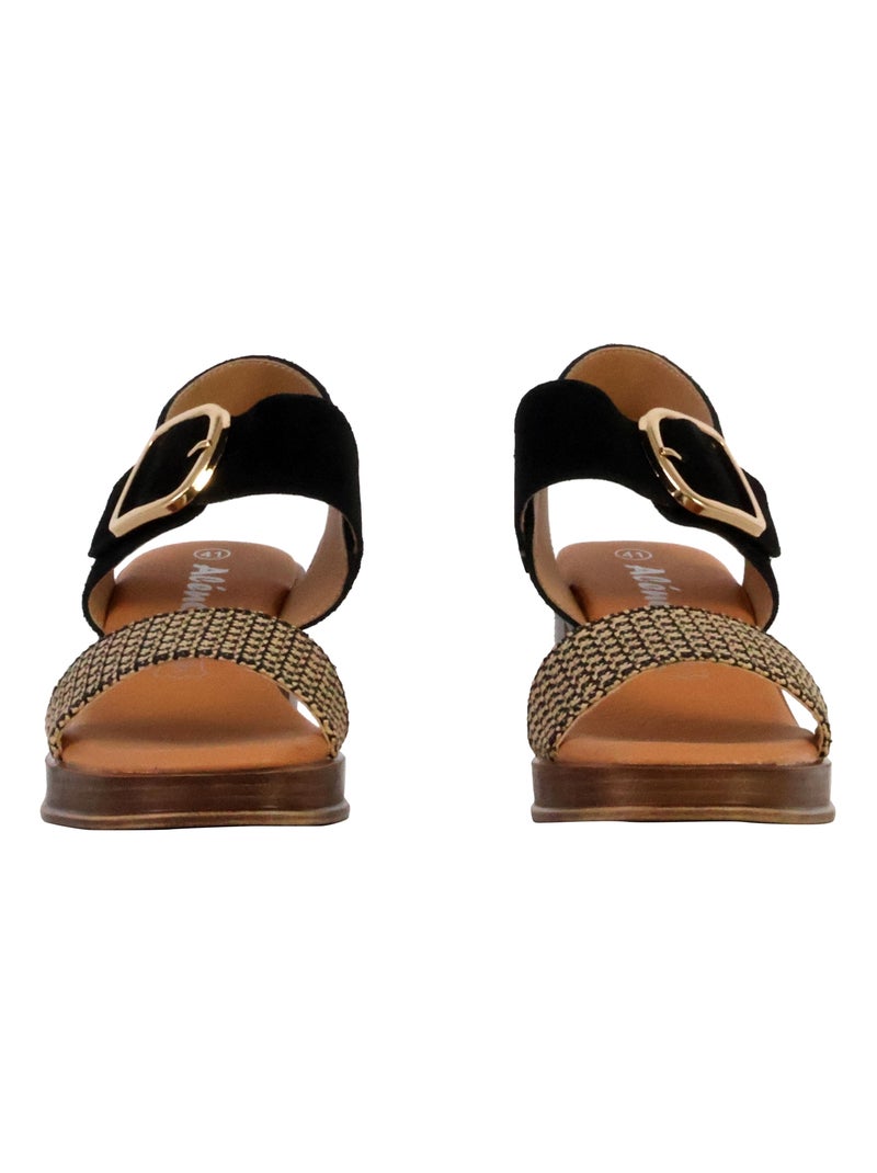 Sandales à Talon Cuir The Divine Factory Alenoa Noir - Kiabi