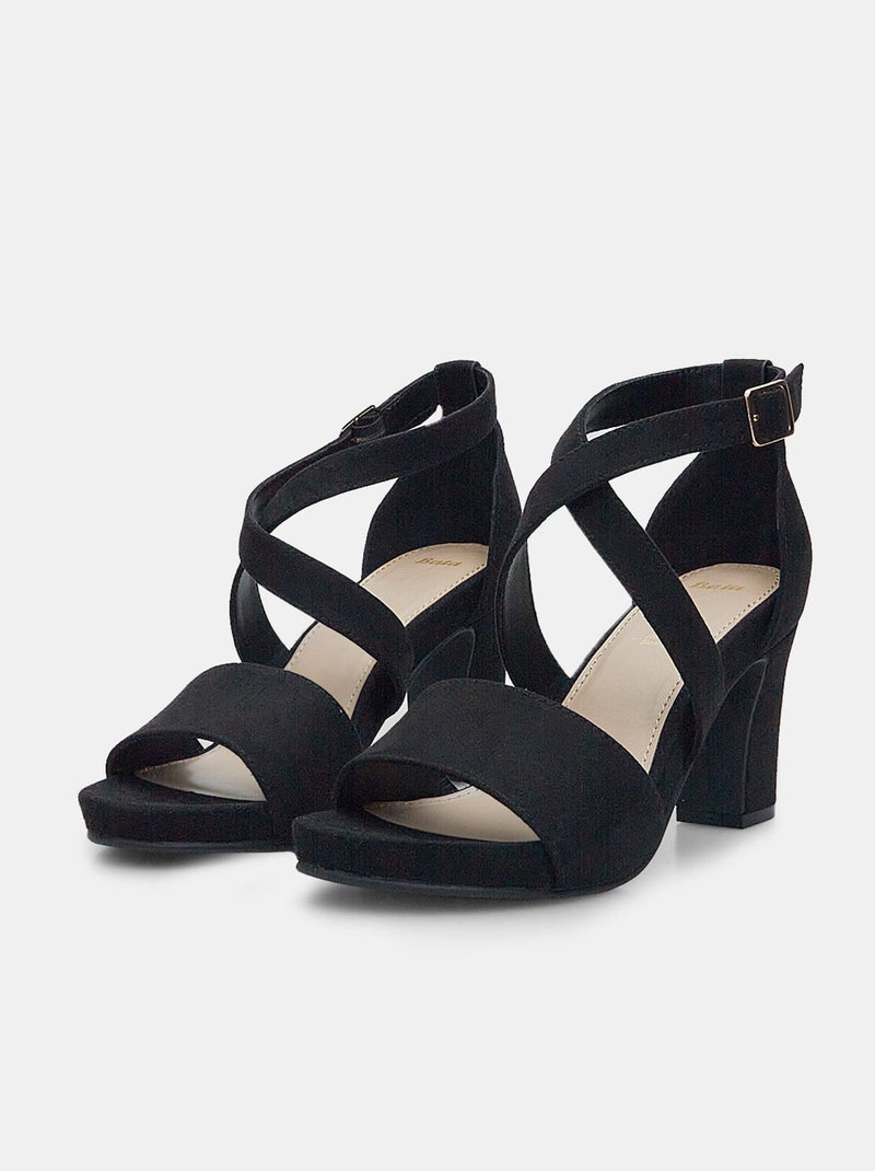 Sandales à talon de 7 cm et plateforme de 1 cm BATA Noir - Kiabi