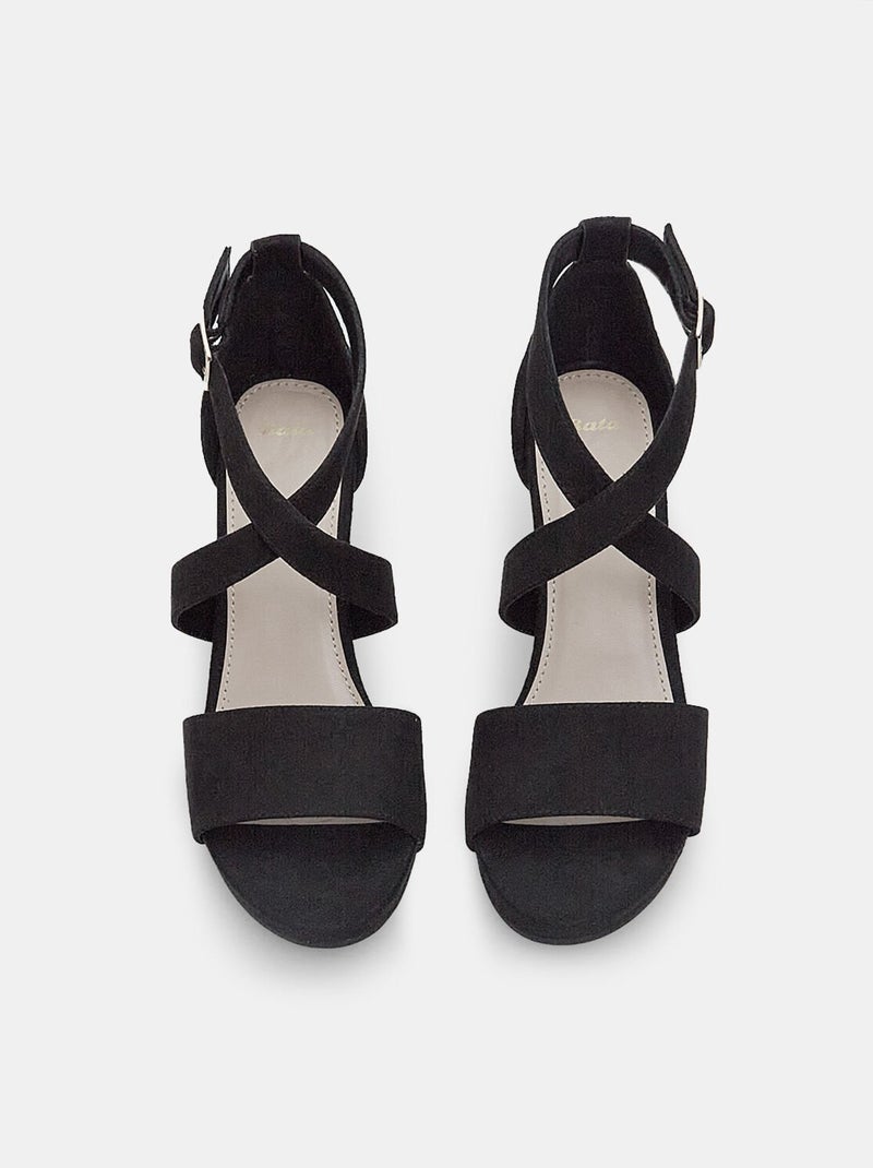 Sandales à talon de 7 cm et plateforme de 1 cm BATA Noir - Kiabi