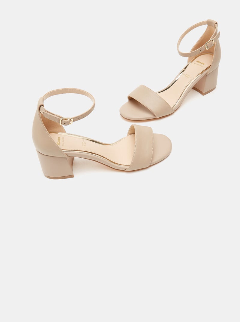 Sandales à talon large BATA Beige - Kiabi