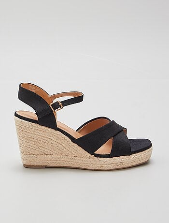 Sandales à Talon KISS KRISS Pointure 36 - Noir Laqué, Plateforme, Cuir, Idéales Pour L'été