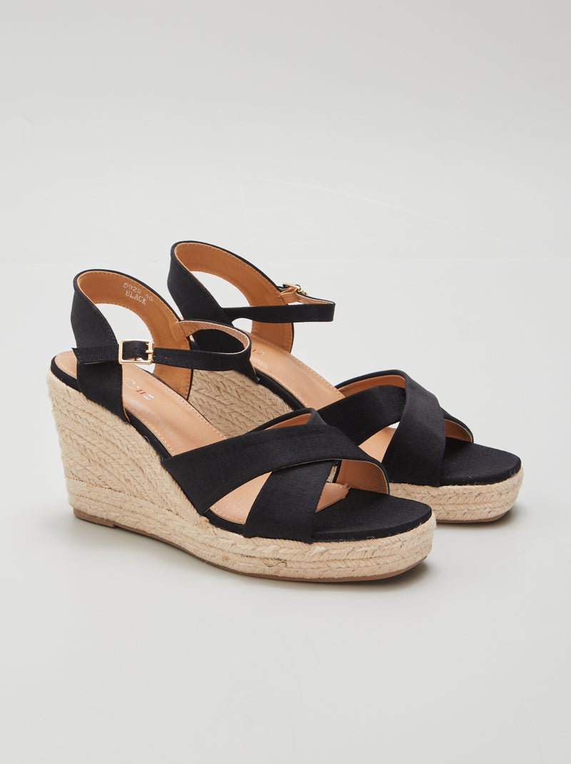Sandales à talon Noir - Kiabi