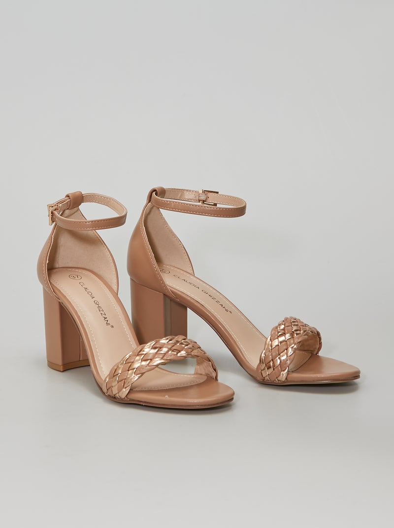 Sandales à talons en simili beige - Kiabi