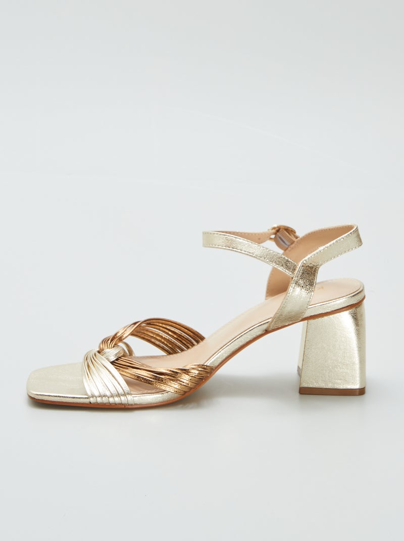 Sandales à talons en simili Doré - Kiabi