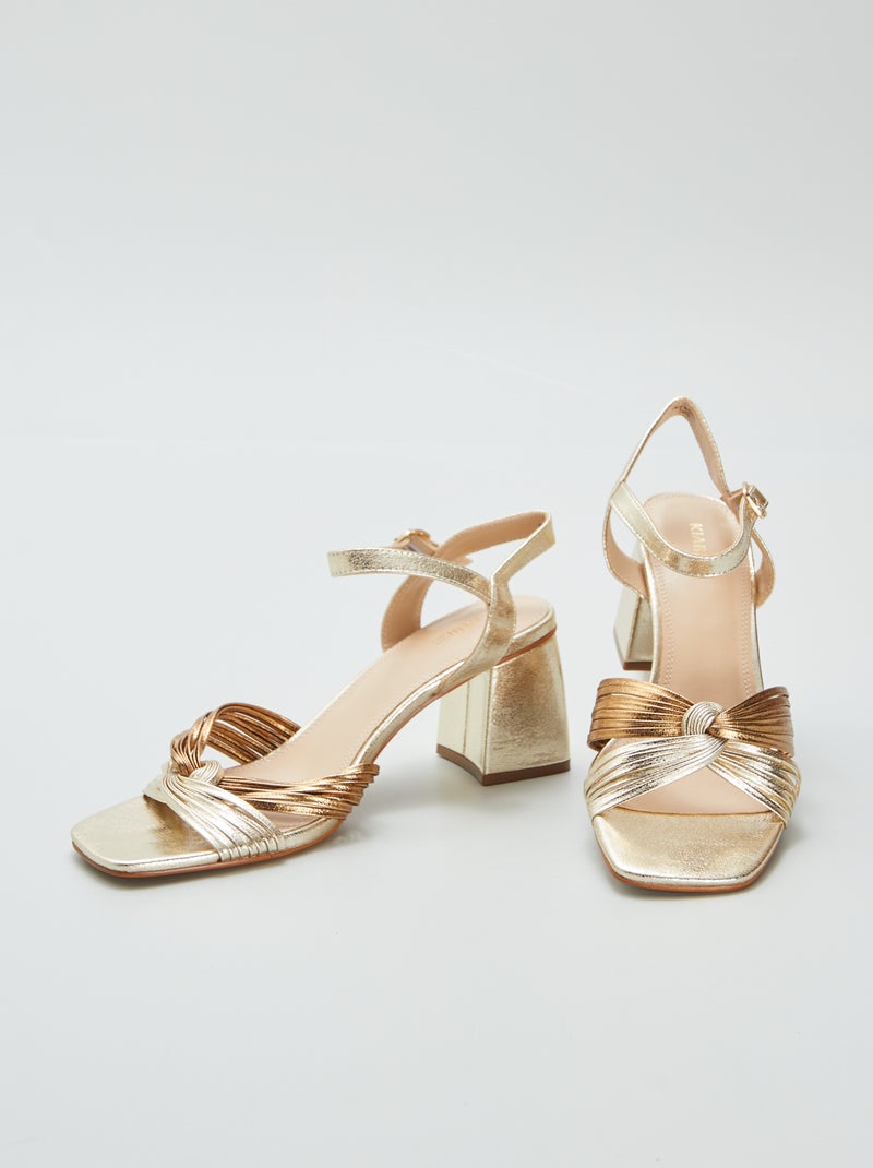 Sandales à talons en simili Doré - Kiabi