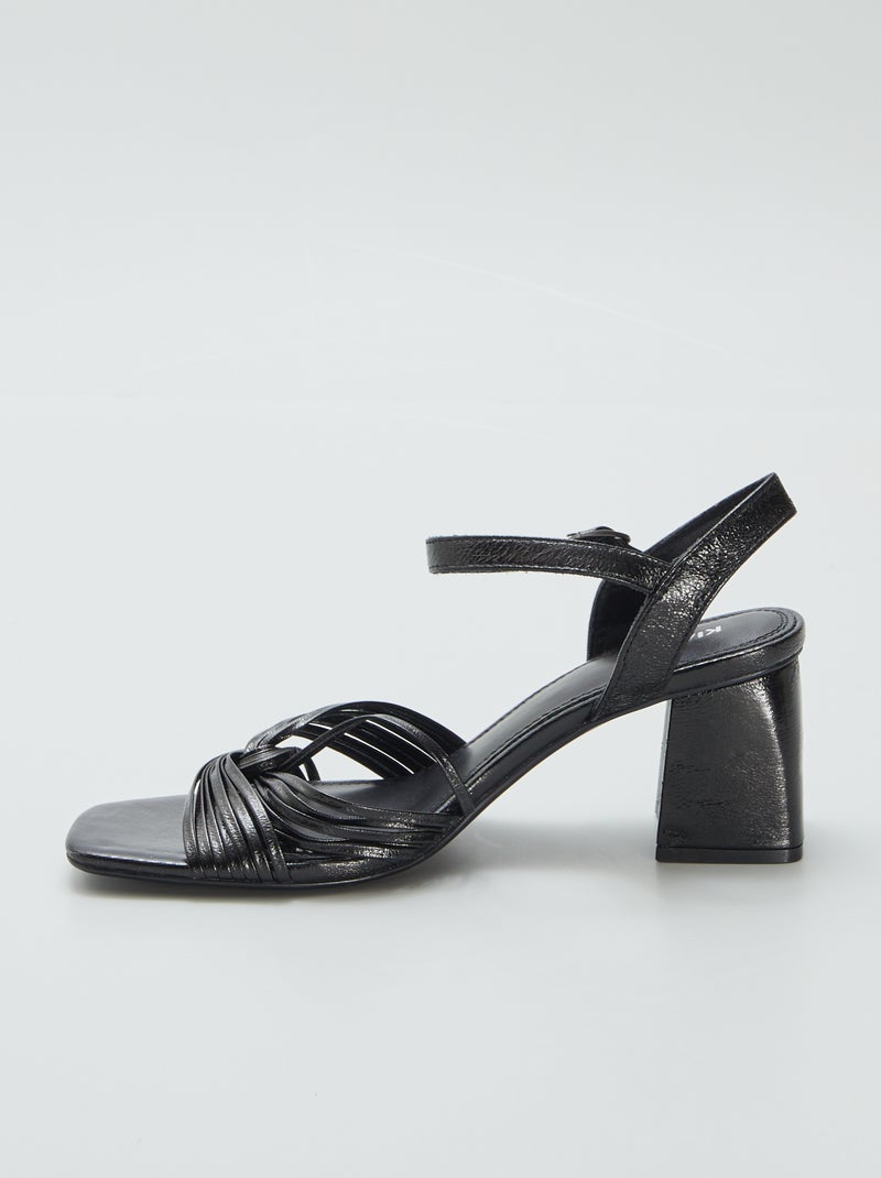 Sandales à talons en simili Noir - Kiabi