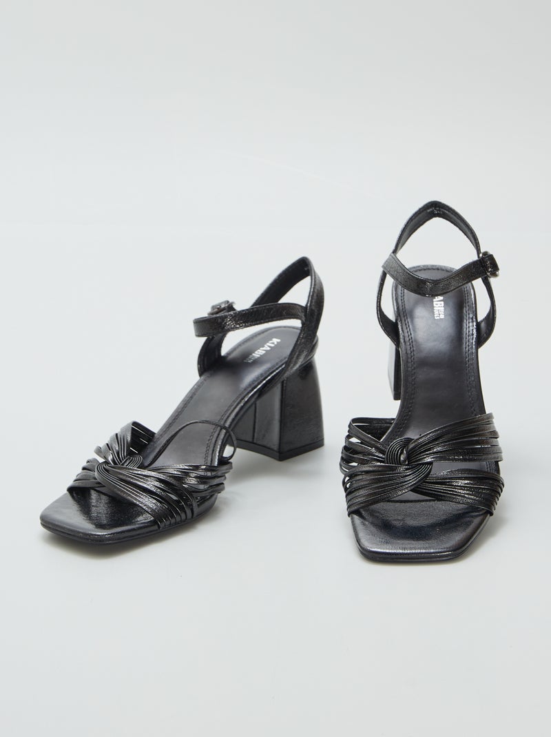 Sandales à talons en simili Noir - Kiabi