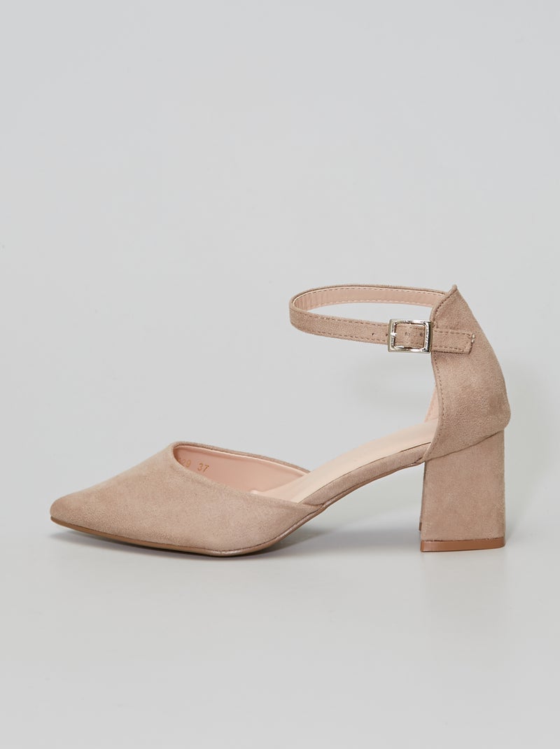 Sandales à talons en suédine beige - Kiabi