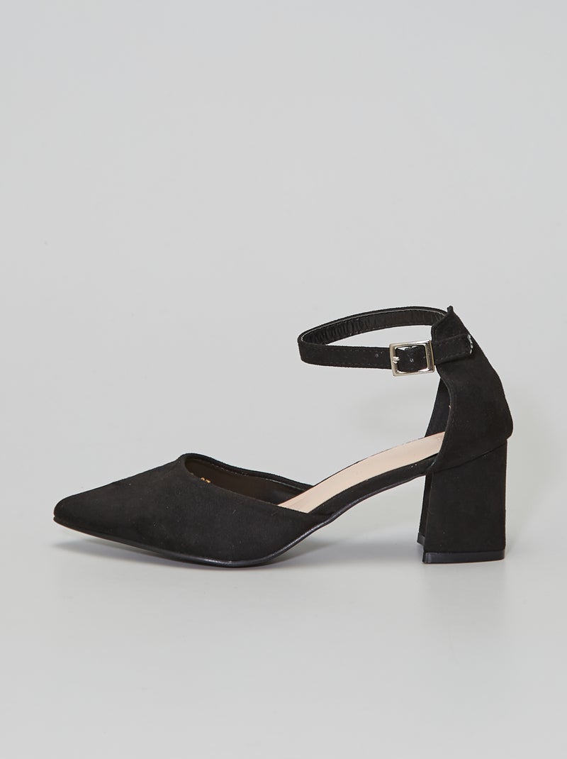 Sandales à talons en suédine noir - Kiabi