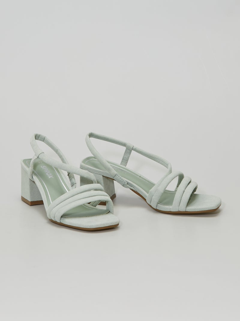 Sandales à talons en suédine Vert - Kiabi