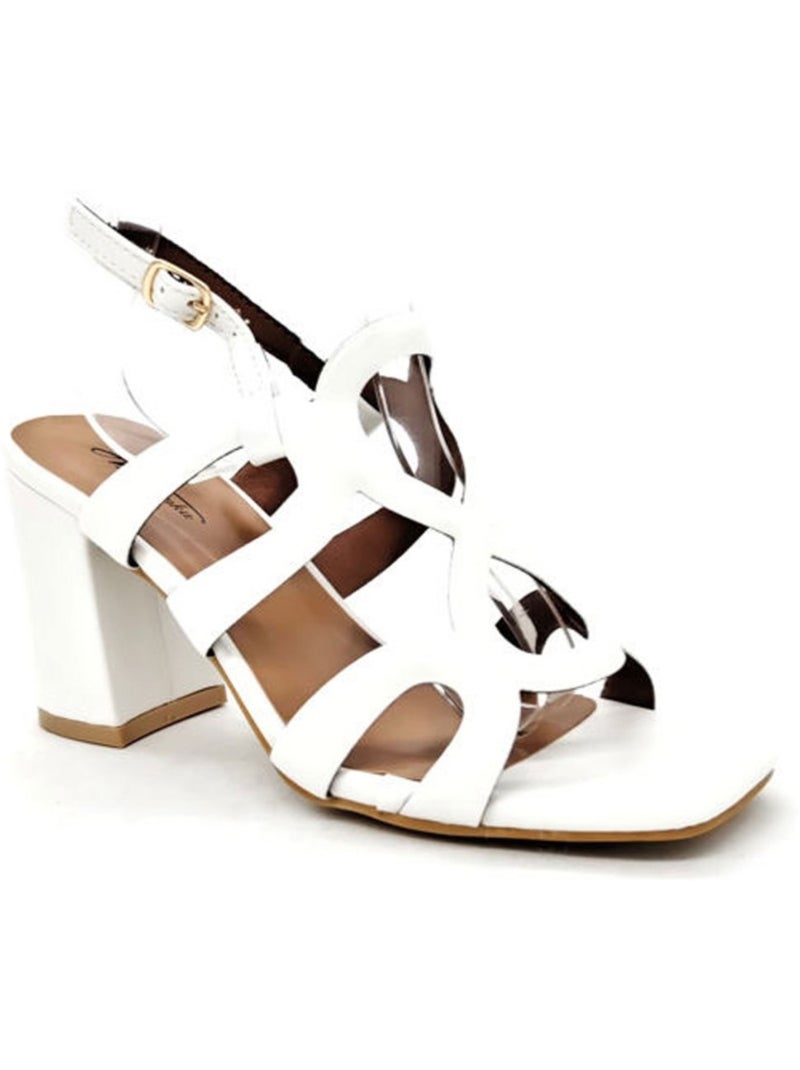 Sandales A Talons Kebello Blanc - Kiabi
