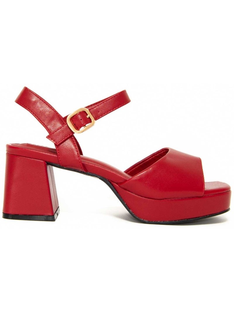 Sandales à Talons Matériel Synthétique Montevita Rouge - Kiabi