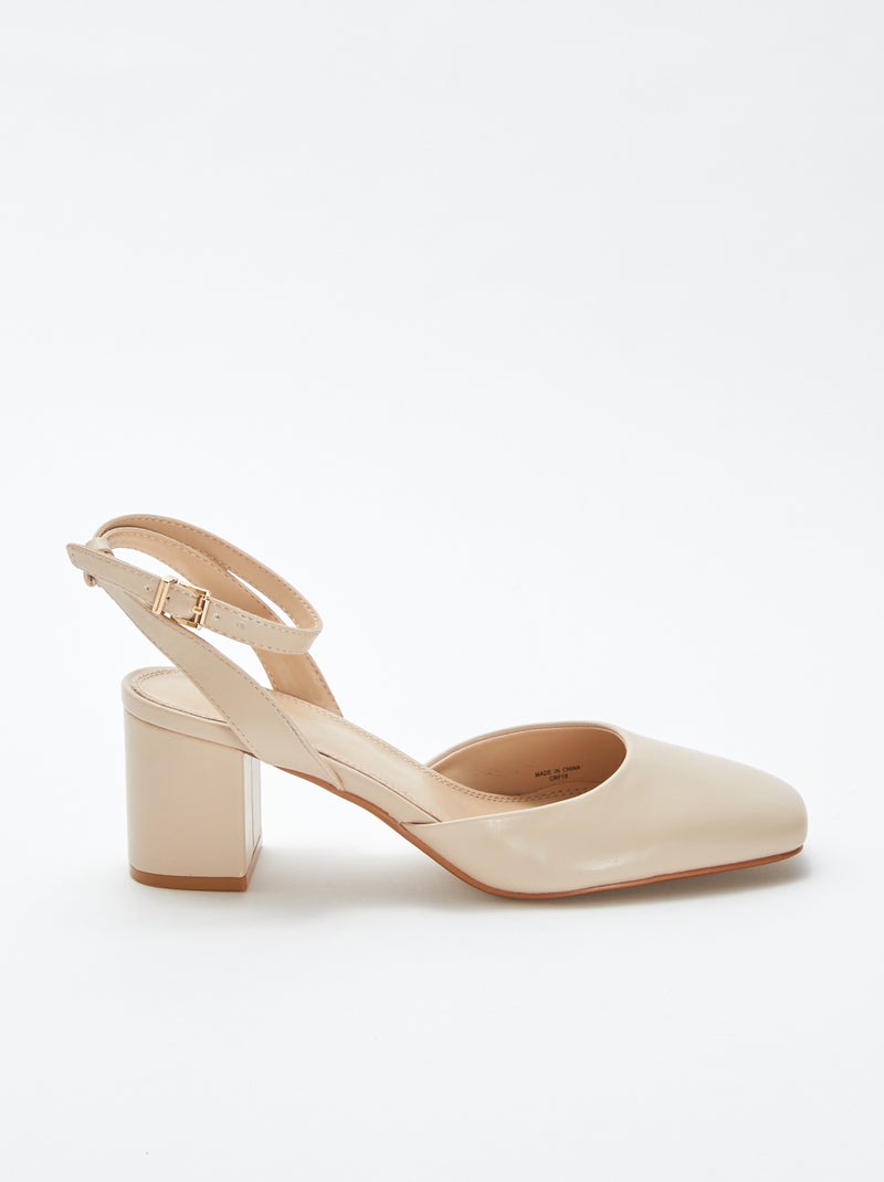 Sandales à talons type babies beige - Kiabi