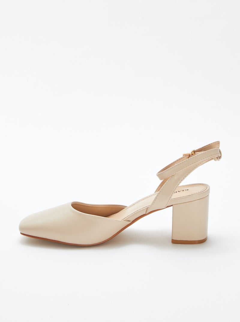 Sandales à talons type babies beige - Kiabi