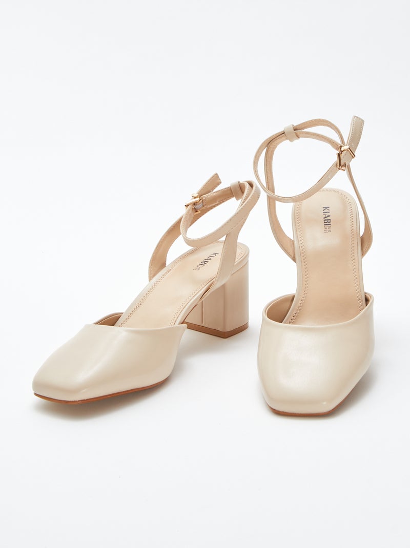 Sandales à talons type babies beige - Kiabi
