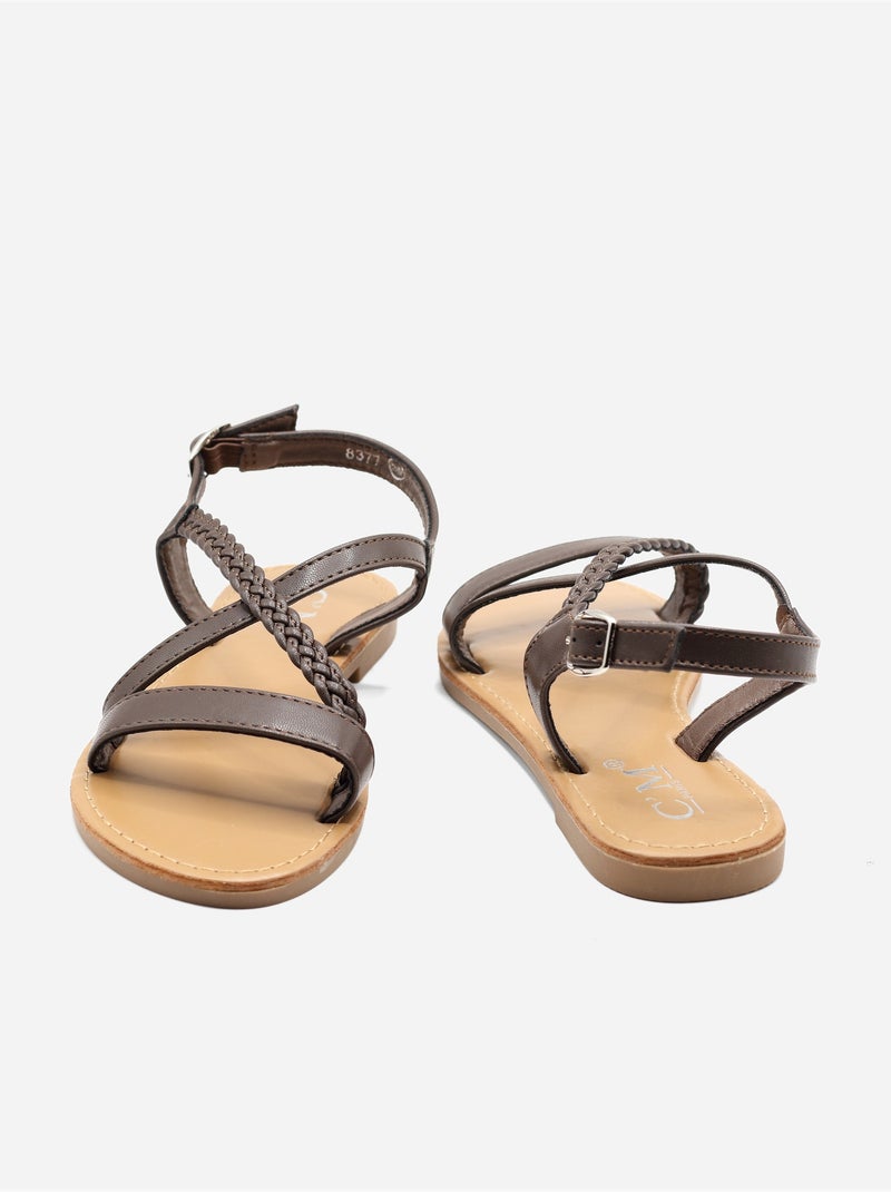 Sandales à tresses - C M Marron - Kiabi