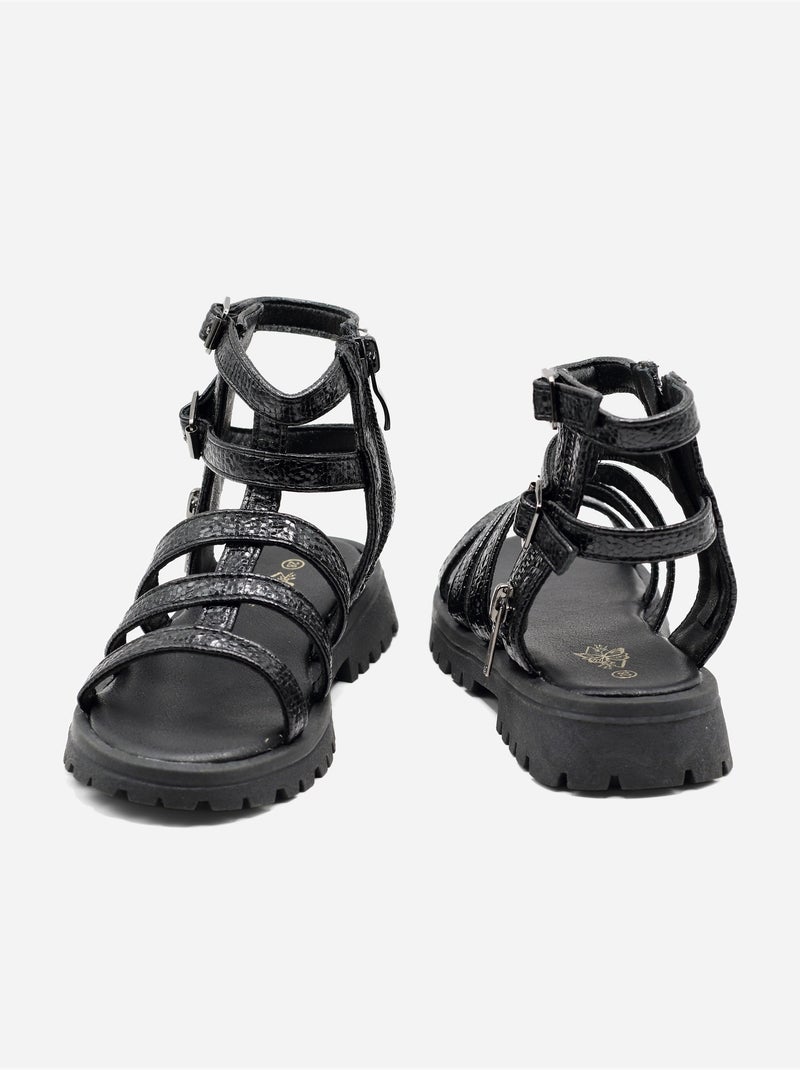 Sandales à zip Noir - Kiabi