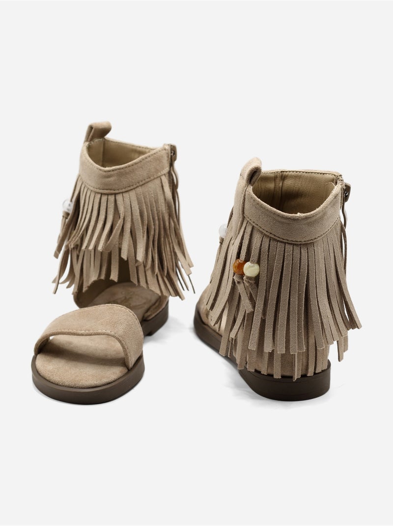 Sandales à zip Taupe - Kiabi