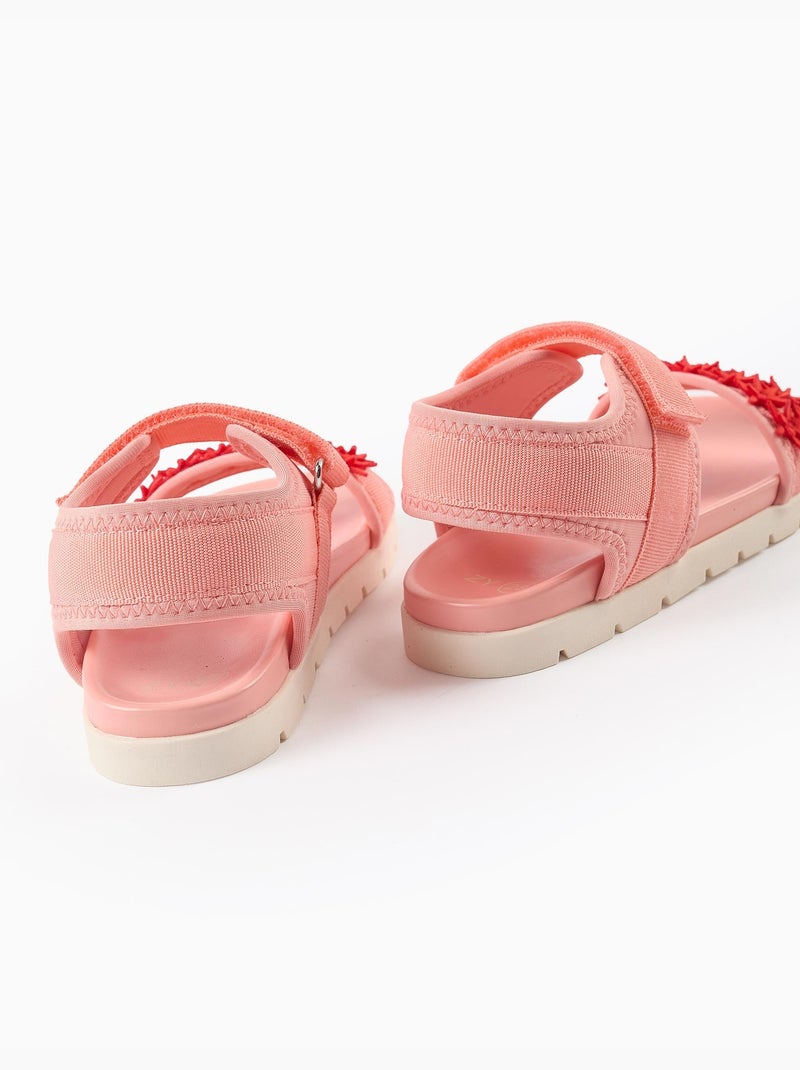 Sandales antidérapantes avec application d'étoiles de mer Orange corail - Kiabi