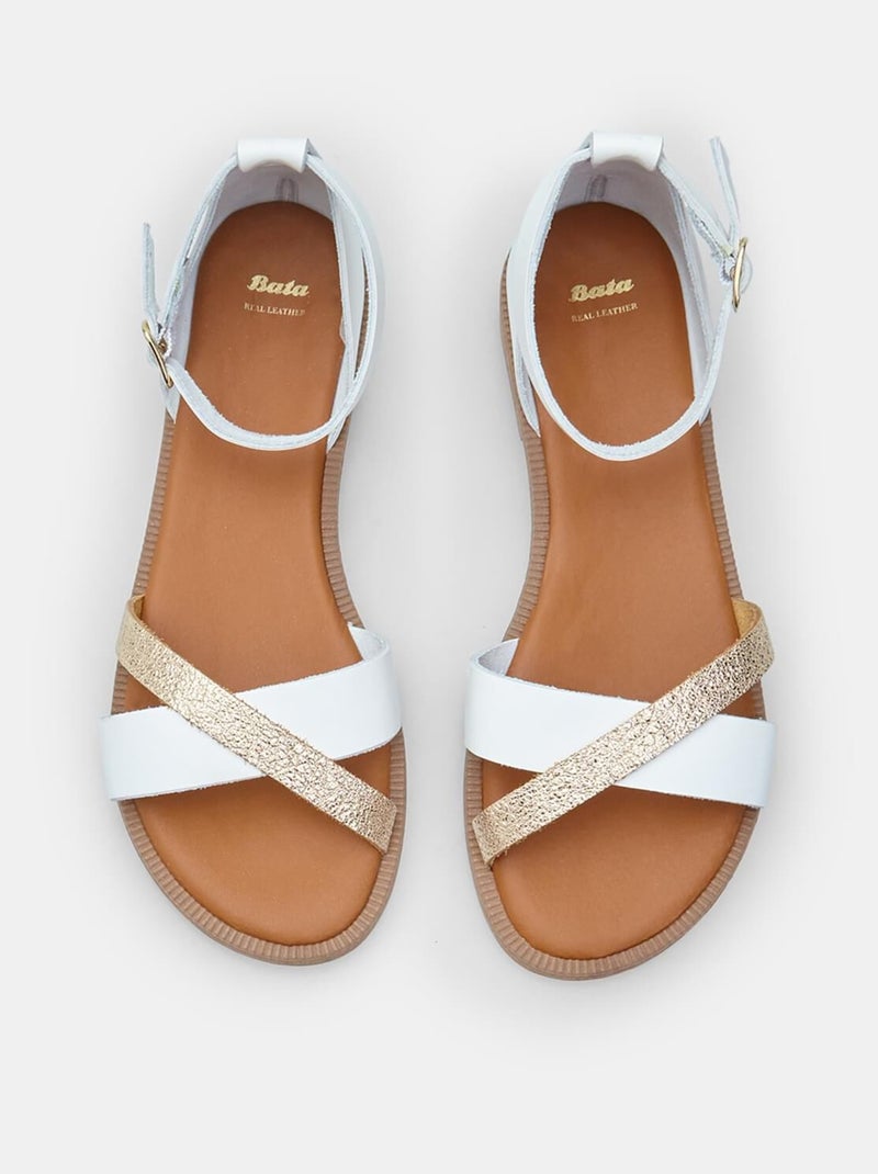 Sandales   avec bande à la cheville BATA Blanc - Kiabi