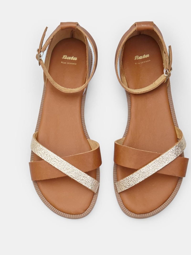 Sandales   avec bande à la cheville BATA Marron - Kiabi