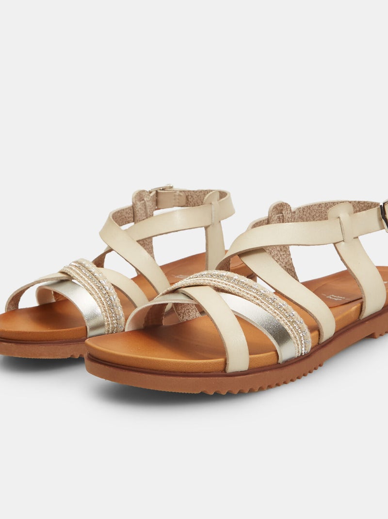 Sandales avec bande en corde et strass BATA Blanc - Kiabi