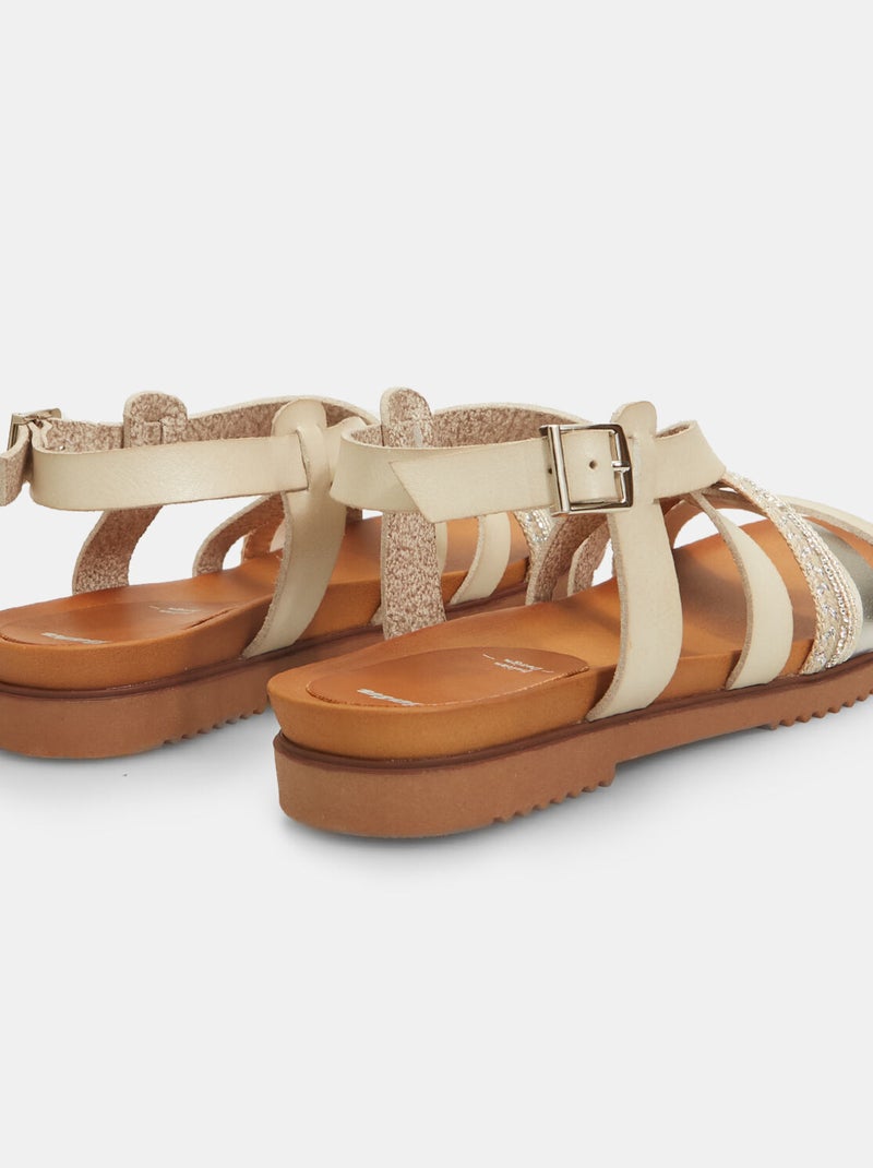 Sandales avec bande en corde et strass BATA Blanc - Kiabi