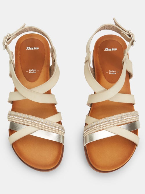Sandales avec bande en corde et strass BATA - Kiabi