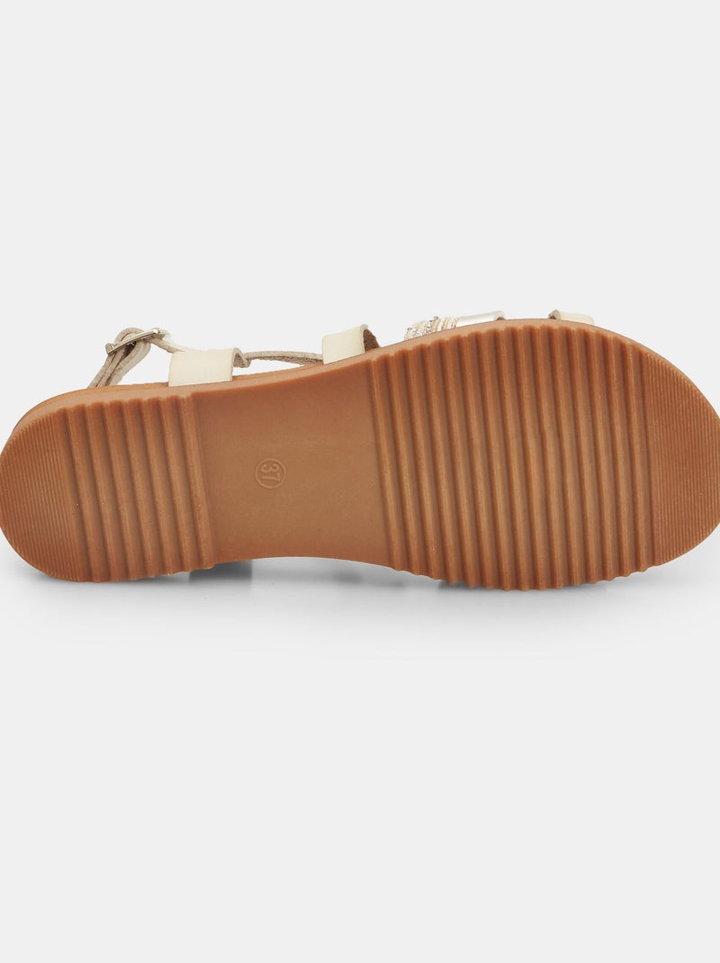 Sandales avec bande en corde et strass BATA Blanc - Kiabi