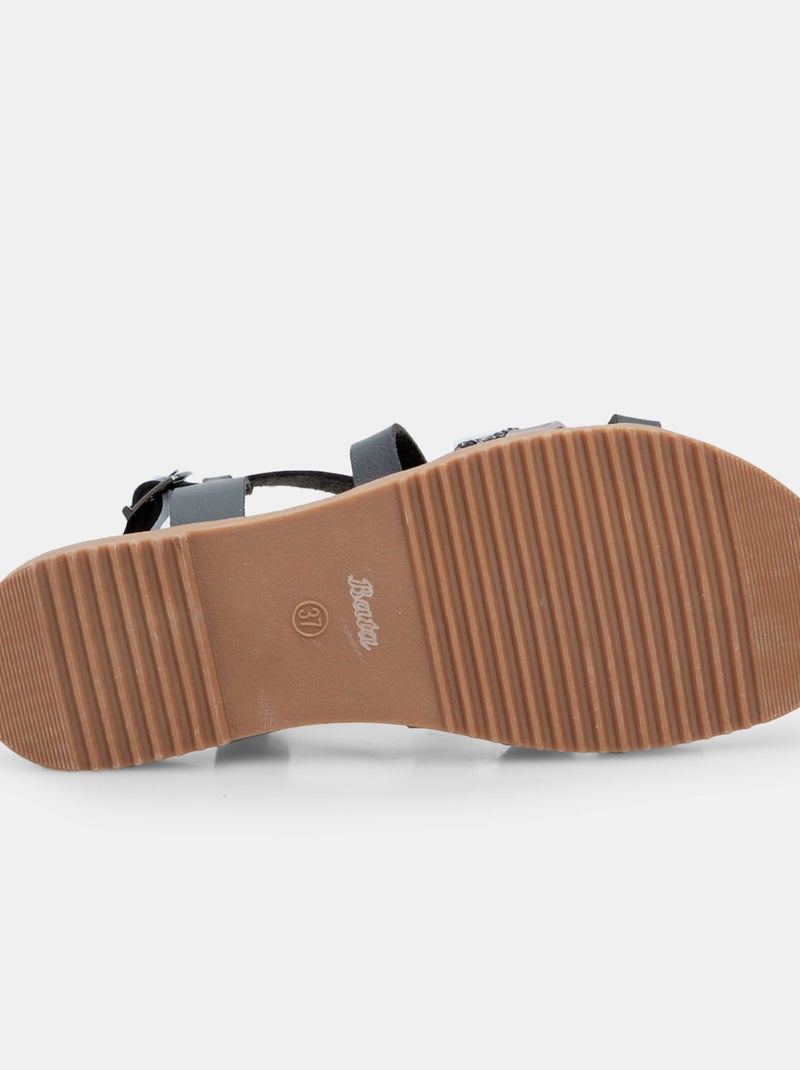 Sandales avec bande en corde et strass BATA Noir - Kiabi