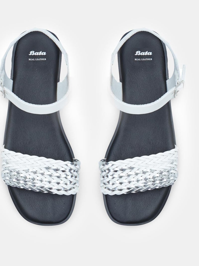 Sandales avec bande tressée BATA Argent - Kiabi