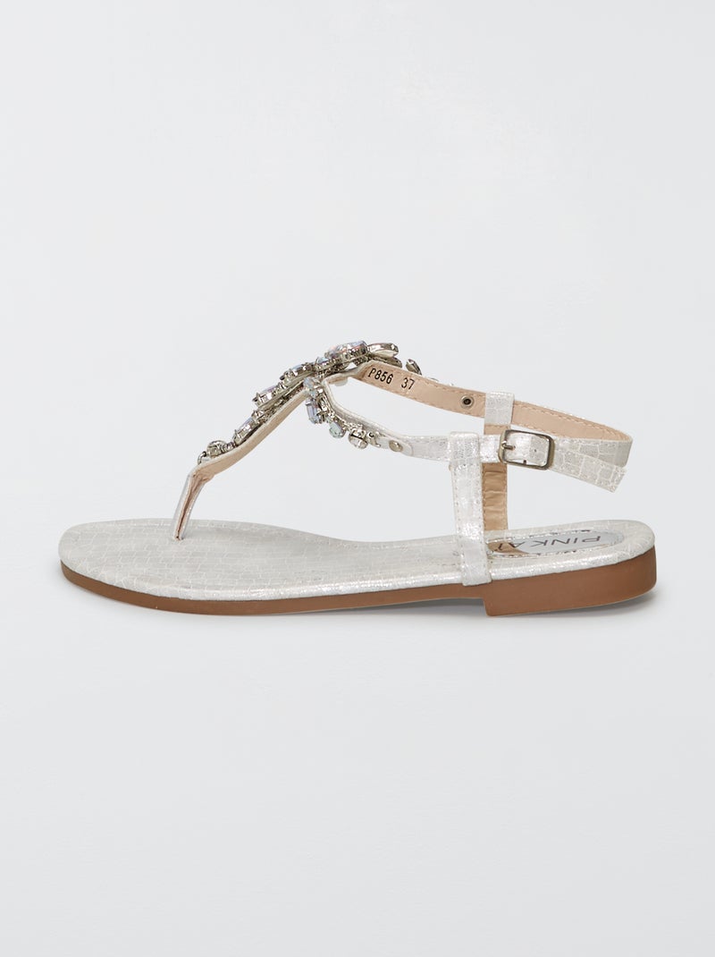 Sandales avec bijoux fantaisies argent - Kiabi