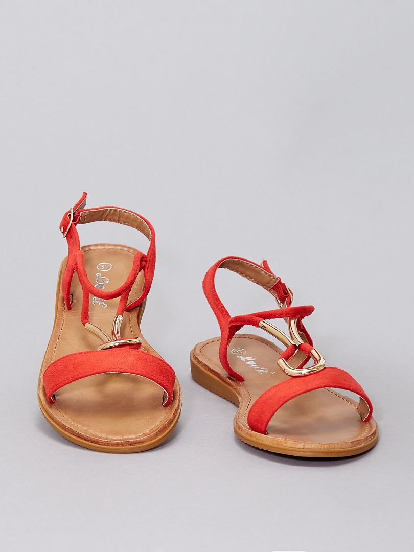 Sandales avec bijoux rouge - Kiabi