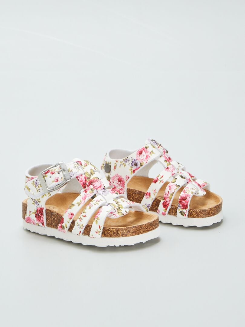 Sandales avec boucles fantaisies Blanc/rose - Kiabi