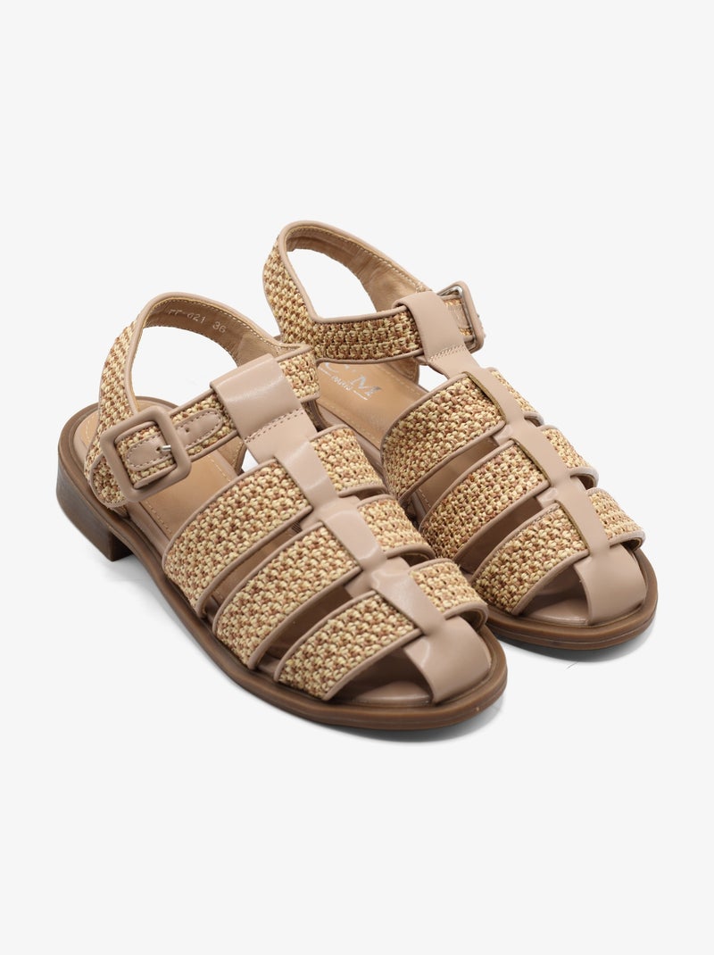 Sandales avec bride en macramé Beige - Kiabi