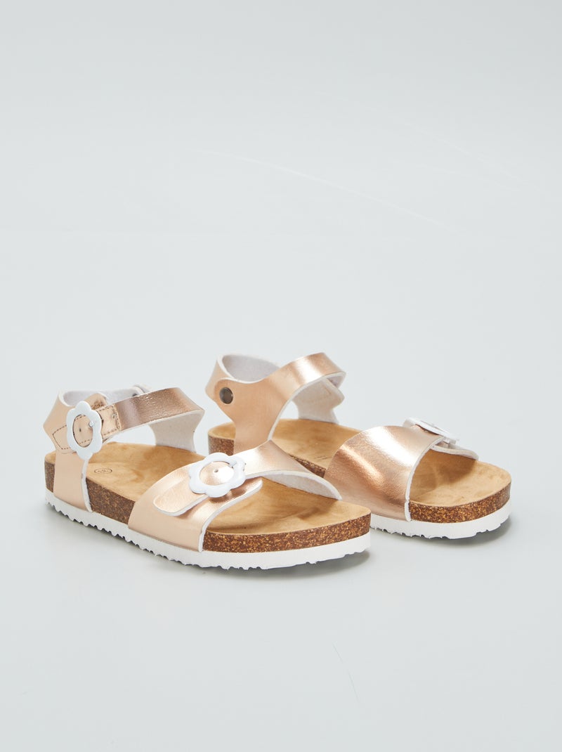 Sandales avec brides à boucles Rose gold - Kiabi