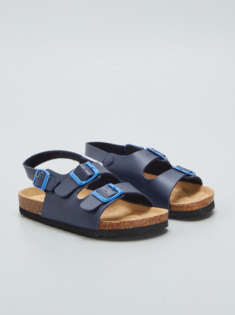 Sandales avec brides à scratch à la cheville Bleu - Kiabi